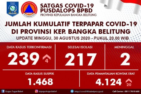 Bertambah 4 Kasus, Positif Covid-19 di Babel Berjumlah 239