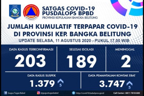 Tak Ada Penambahan, Situasi Covid-19 Babel : 203 Positif, 189 Sembuh
