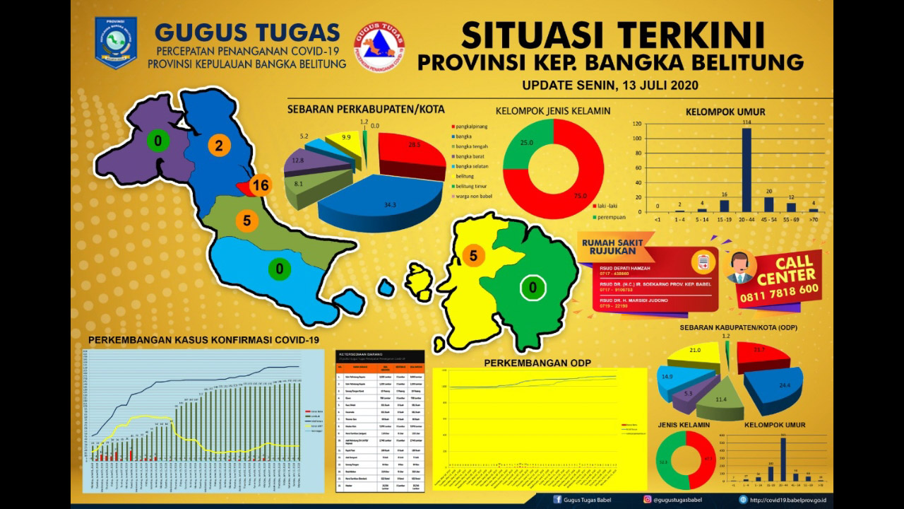 Dua Hari Tanpa Penambahan Kasus, Covid-19 di Babel : 172 Positif, 142 Sembuh dan 28 Dalam Perawatan